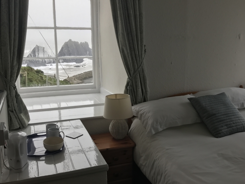 Sea views from a double room in the Hartland Quay Hotel