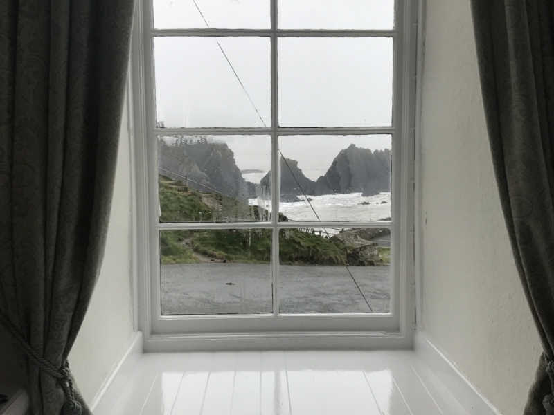 A view of the sea from one of the bedrooms in the Hartland Quay Hotel