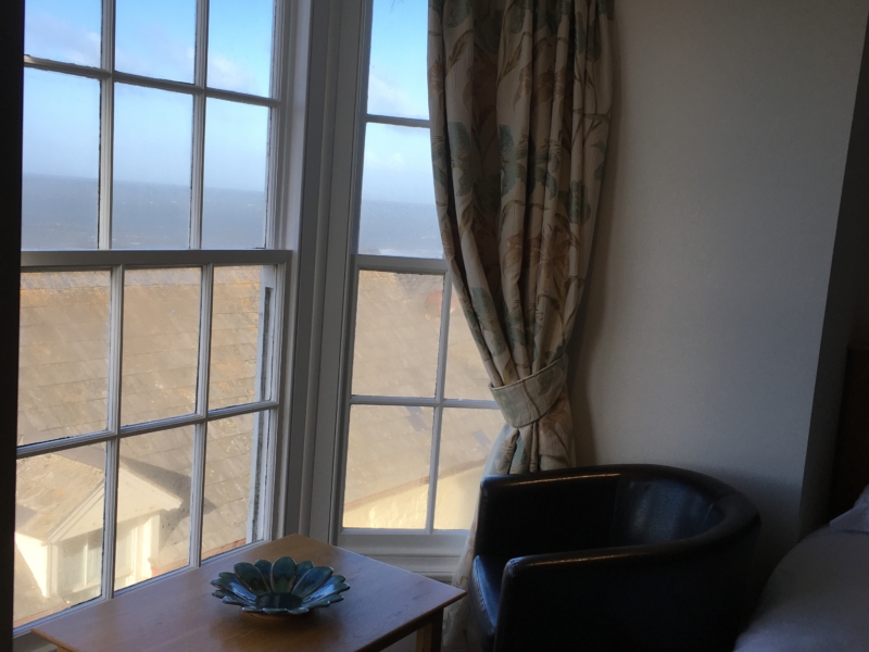 A view from the window in a Sea View bedroom at the Hartland Quay Hotel